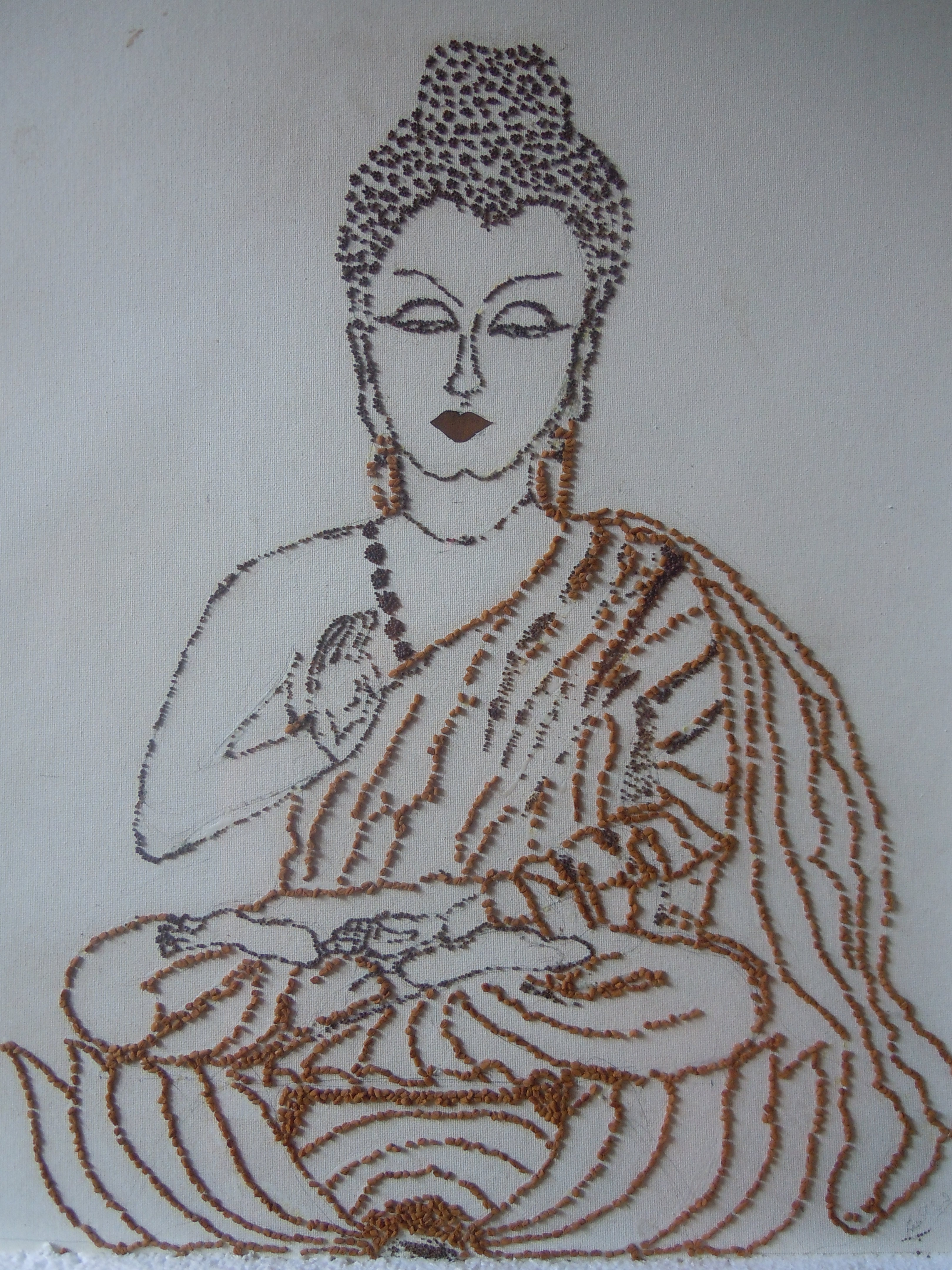 COLLAGE ART FORM WITH METHI AND MUSTERED SEEDS