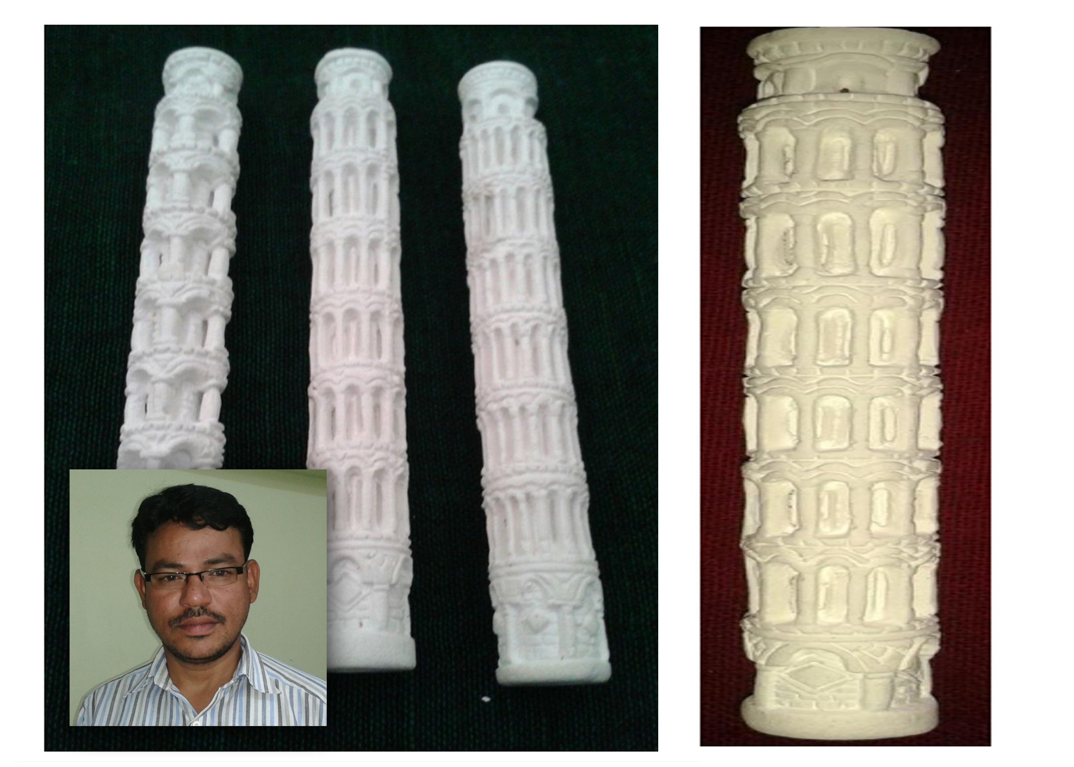 LEANING PISA TOWER ENGRAVED 100 PILLERS  IN SINGLE CHALK PIECE
