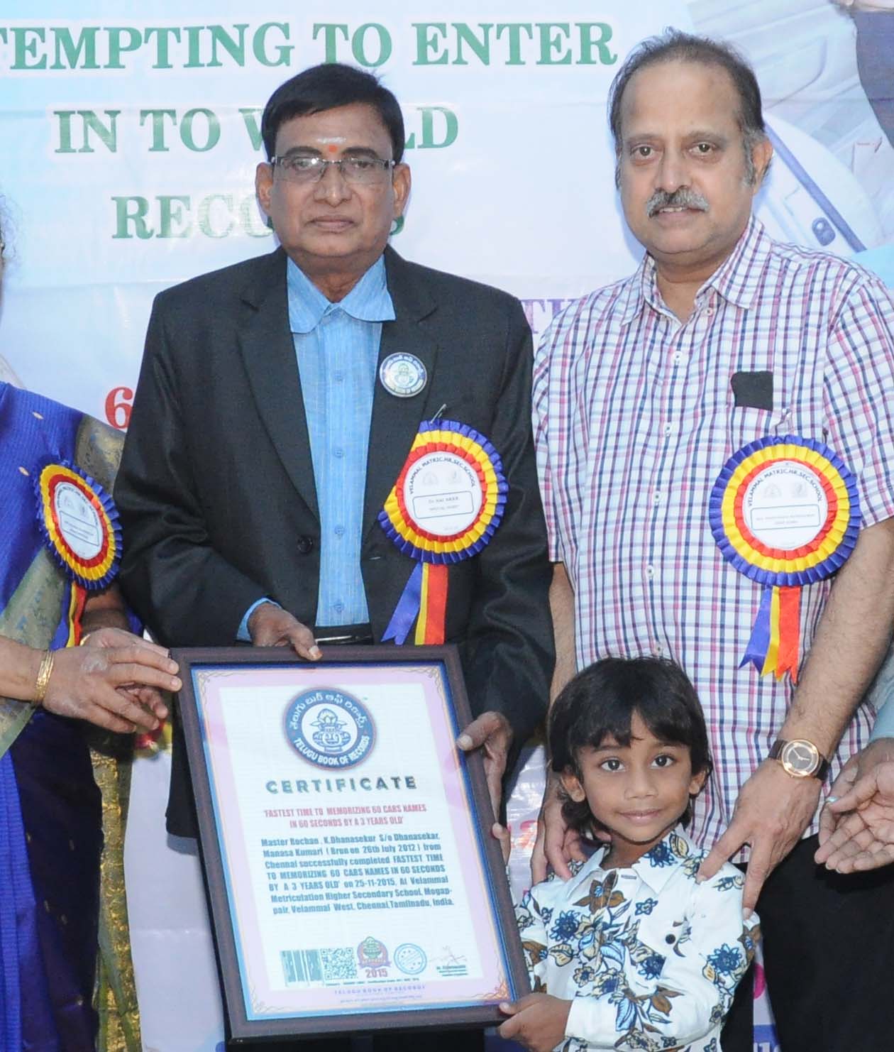 ‘FASTEST TIME TO  MEMORIZING 63 CARS NAMES IN 60 SECONDS BY A 3 YEARS OLD’