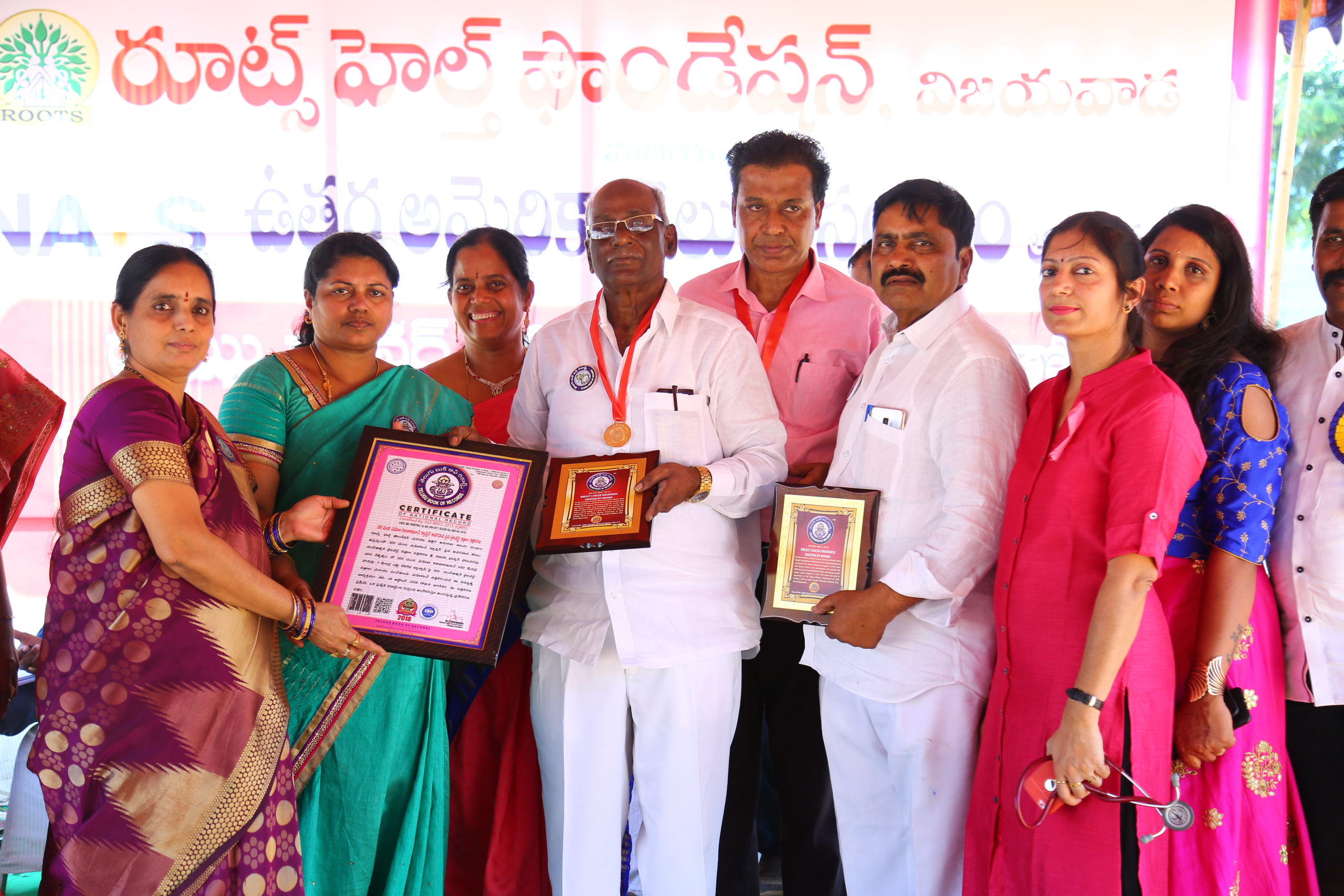 300 PAINTING ON 1800 METERS CANVAS FOR AWARENESS PROGRAM ON BREAST CANCER BY 300 WOMEN