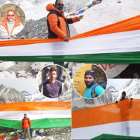 FIRST INDIAN GROUP TO DISPLAY 50 METERS INDIAN NATIONAL FLAG ON MOUNT EVEREST BASE CAMP TREK