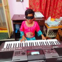 MOST SONGS PLAY ON THE KEYBOARD WHILE BLINDFOLDED